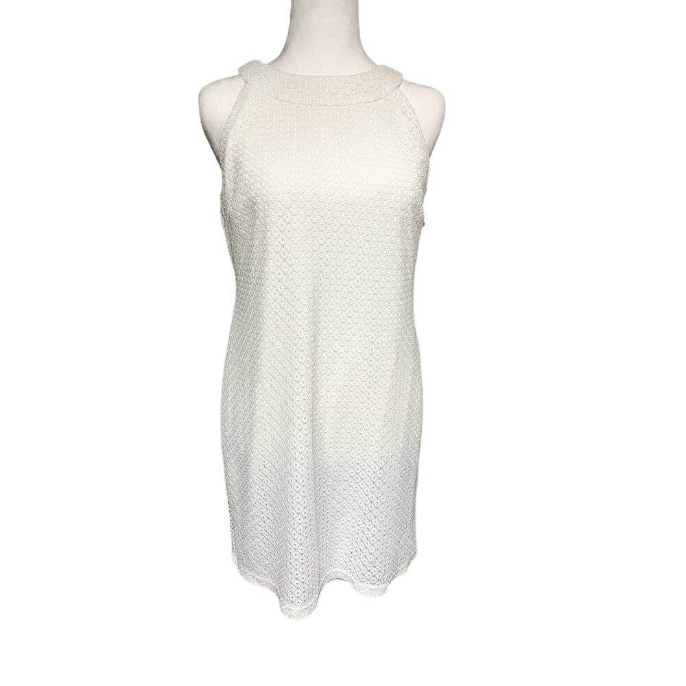 Jessica Womens Petite 10 White Lace Sleeveless Dress